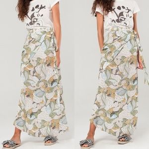 ☀️ CLEARANCE - Green Floral Print Maxi Wrap Skirt